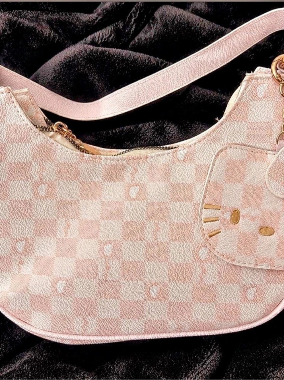Sanrio Pink & White Checkered Shoulder Bag